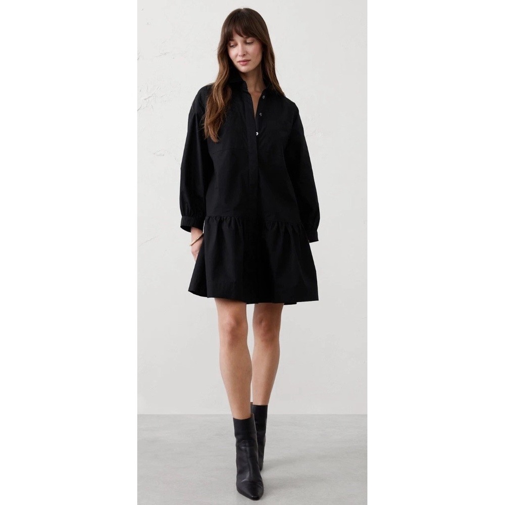 NWT Banana Republic Black Long Puff Sleeve Tiered Mini Dress Women's Large